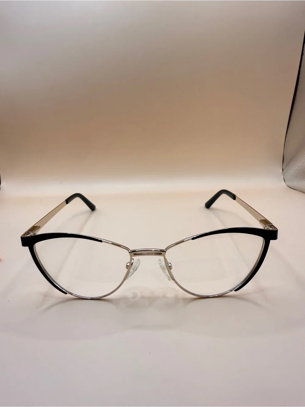 Vooglam Cat Eye Clear Lens Glasses in matte black and Silver, No prescription